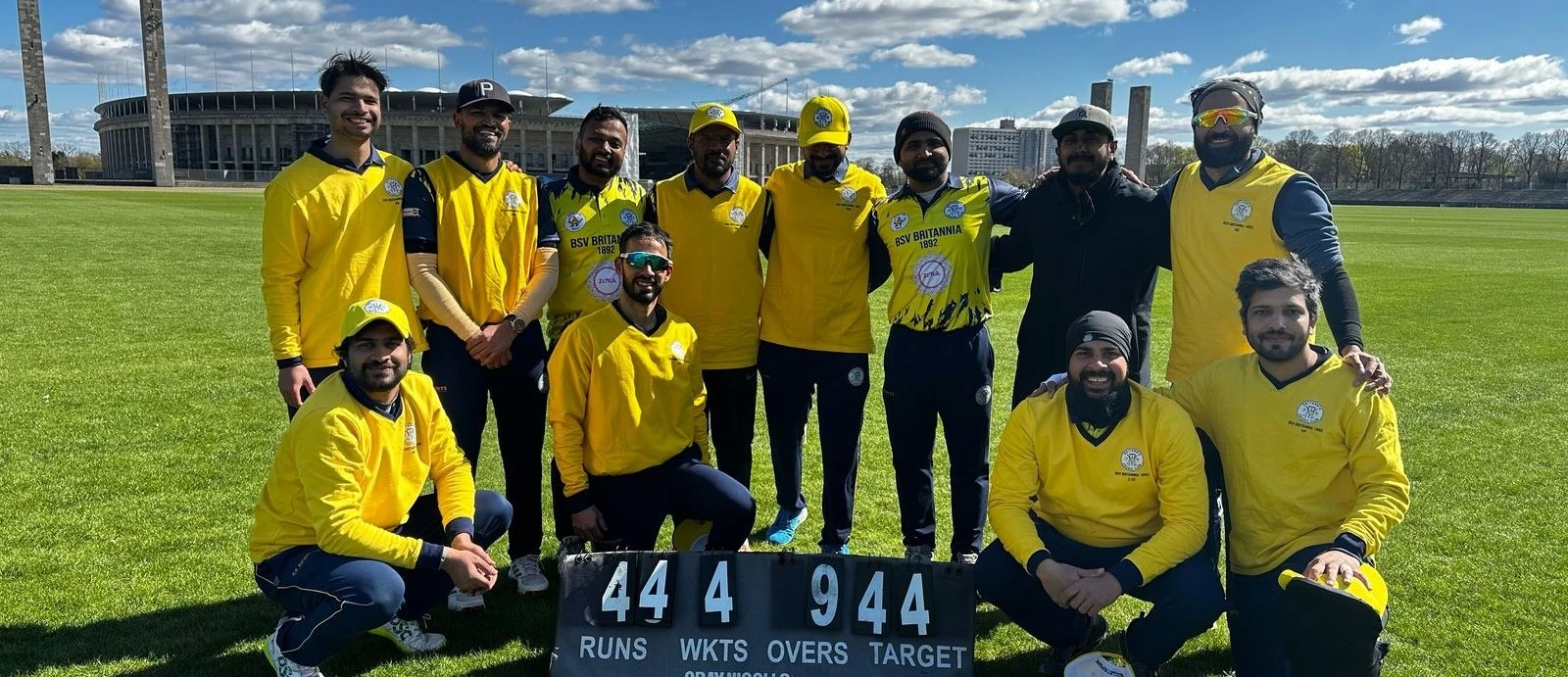 Snapshot of our team playing cricket in Berlin